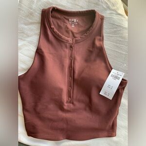 BRAND NEW! Maroon YPB sculptLUX Plunge Henley Slim Tank
